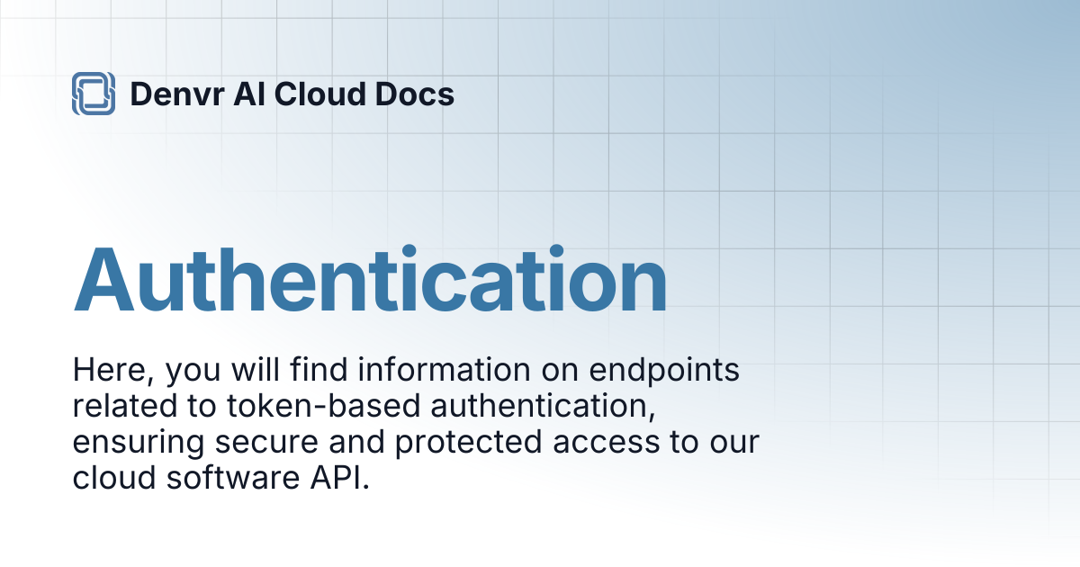 Authentication | Denvr AI Cloud Docs